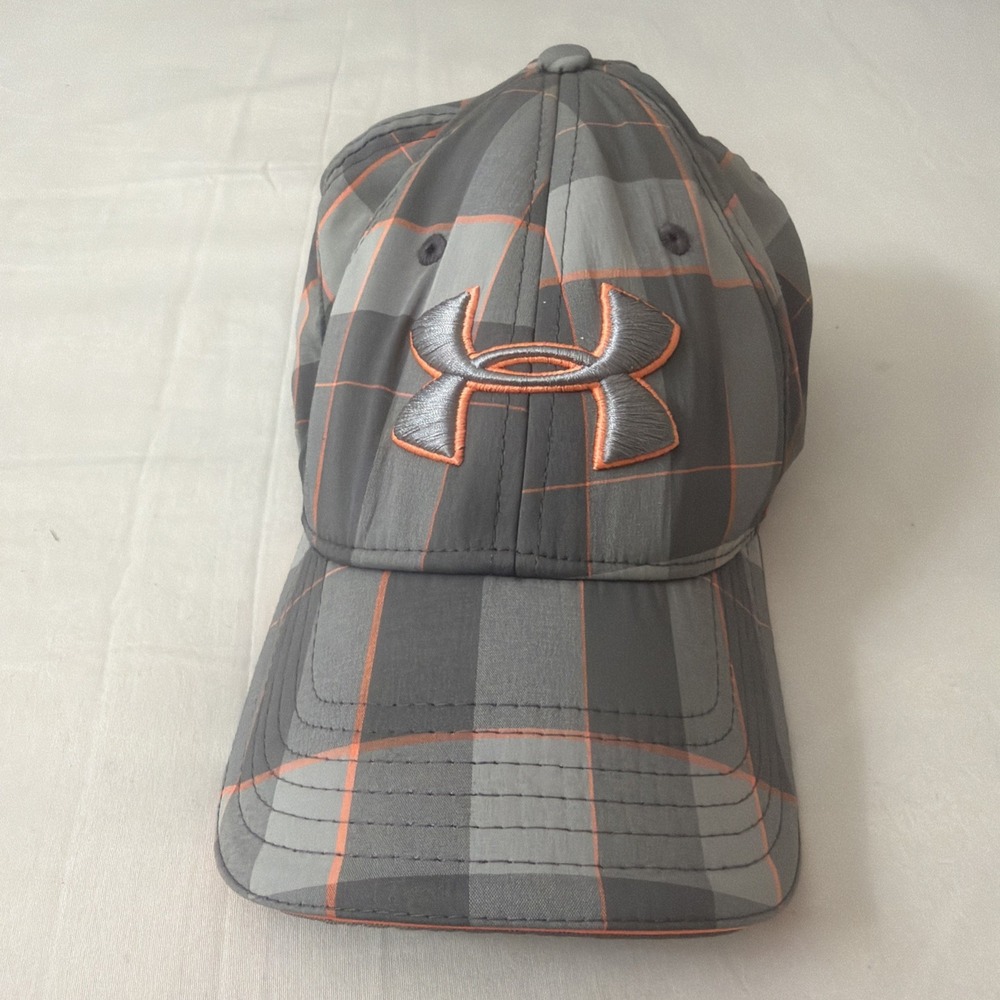 Under Armour Golf Baseball Cap Orangle Silver Men's Size MD/LG Hat Hunting Casua